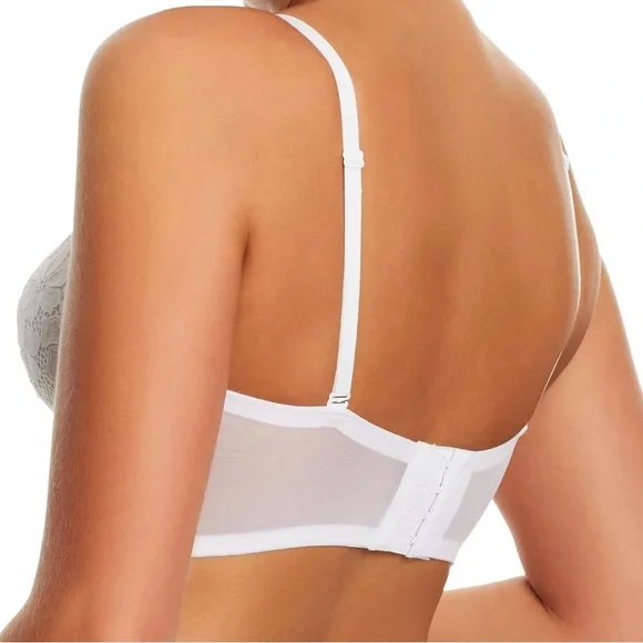 Maidenform Bra 38D Pure Comfort Wire-Free Halter Convertible Lace Soft Cups NWOT - Picture 3 of 6